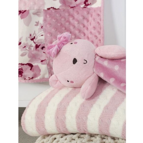 Modern Moments by Gerber Baby Boy or Girl Cable Knit Blanket with Sherpa, Pink - Picture 4 of 8